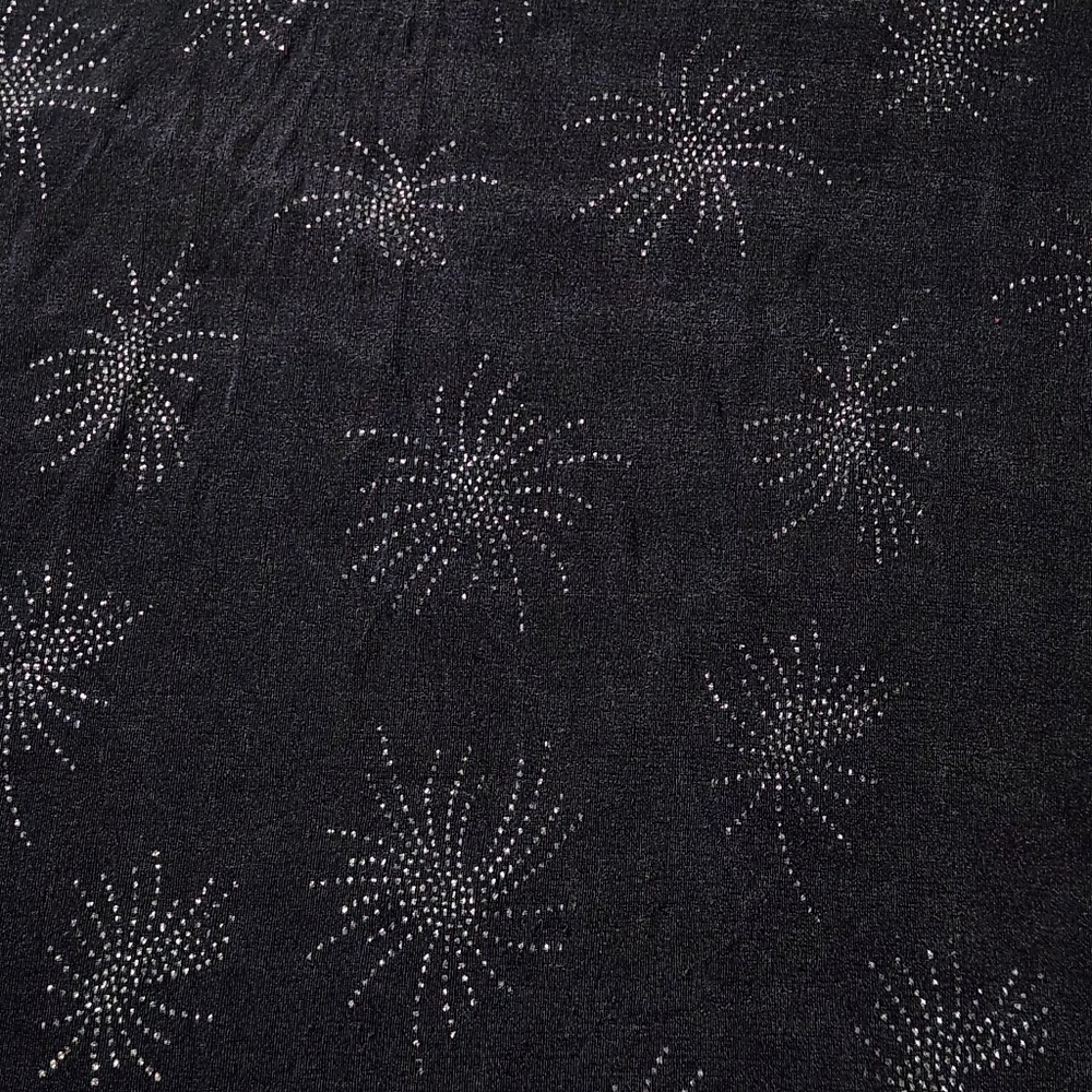 Y2K Black Sparkle Starburst Top Soft Grunge Minimalist Rhinestone - Picture 4 of 9